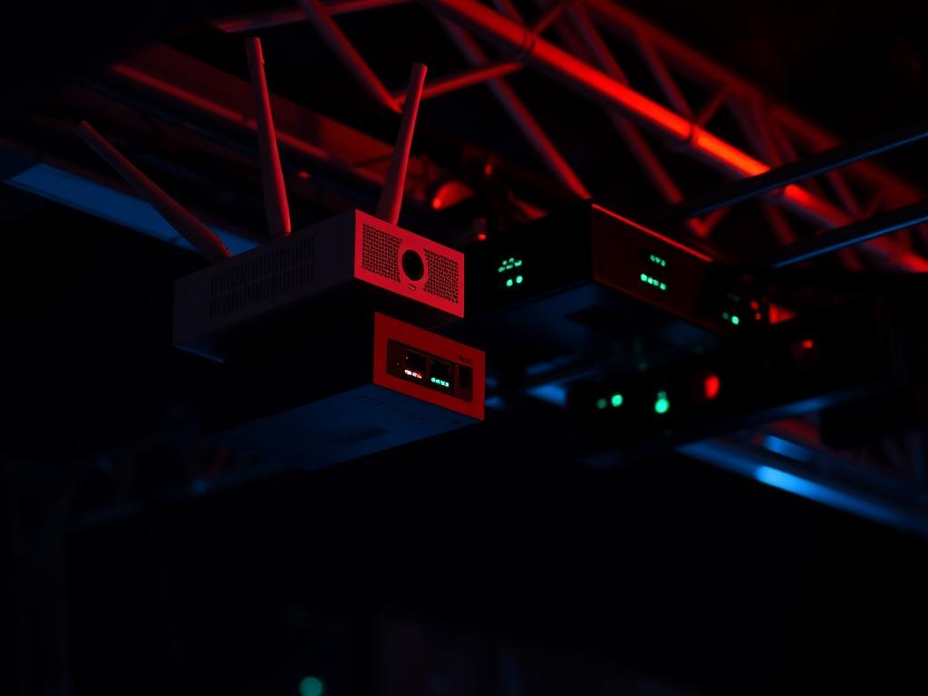 Wireless access points and network gear mounted on event truss