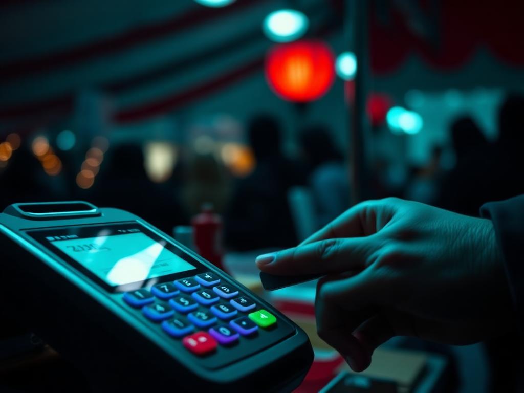 Contactless POS terminal at a festival vendor stall